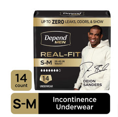 Depend Real Fit Incontinence Underwear for Men, Adult Diapers, S/M, Grey, 14 Cou