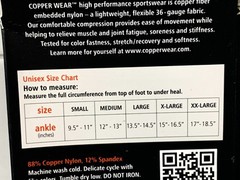 Copper Wear Ankle Sleeve Men Women size L Large Comfortable Compression READ