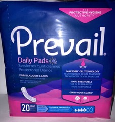 Prevail Daily Incontinent Pad 9-1/4″ Regular Length Moderate 20 Ct BC-012 NEW