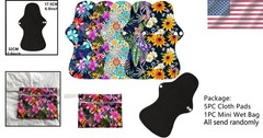 6-Piece Reusable Menstrual Pad Set with Waterproof Mini Wet Bag – Heavy Flow