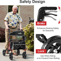 Rollator Walker for Seniors with Seat, Lightweight & Foldable, 8″ All-Terrain Wh
