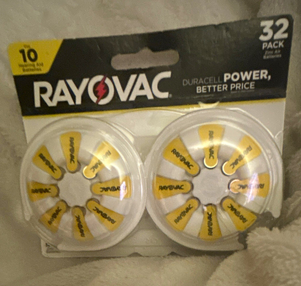 Rayovac Size 10 Yellow Zinc-Air Hearing Aid Batteries 32 Pack 1.45V 10-32
