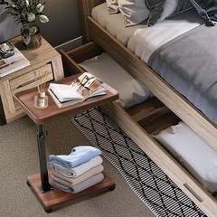 Garveelife C Table End Table Adjustable Height For Couch 360Swivel Tv Tray