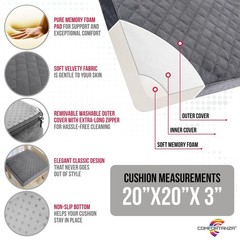 Medium-Soft 20x20x3 Memory Foam Recliner Chair Seat Cushion for Long Sitting …