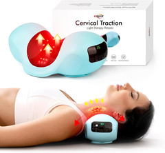 Red Light Therapy Neck Traction Pillow, Neck Stretcher for Neck Pain Relief