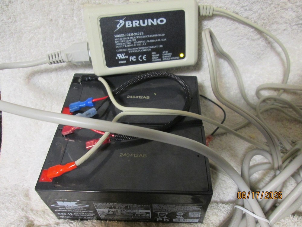 Genuine OEM Bruno Charger OEM-2401B for SRE-3000 SRE-3050 Stairlift W/Batteries
