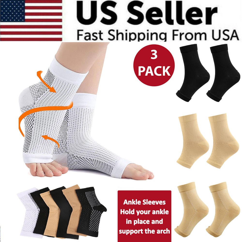 Foot Plantar Fasciitis Arch Support Compression Socks Ankle Heel Brace Sports
