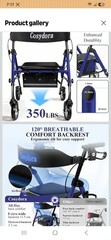 Cosydora R402 Rollator Walker with Seat 13.6 lb Lightweight 8″ Wheels, Blue