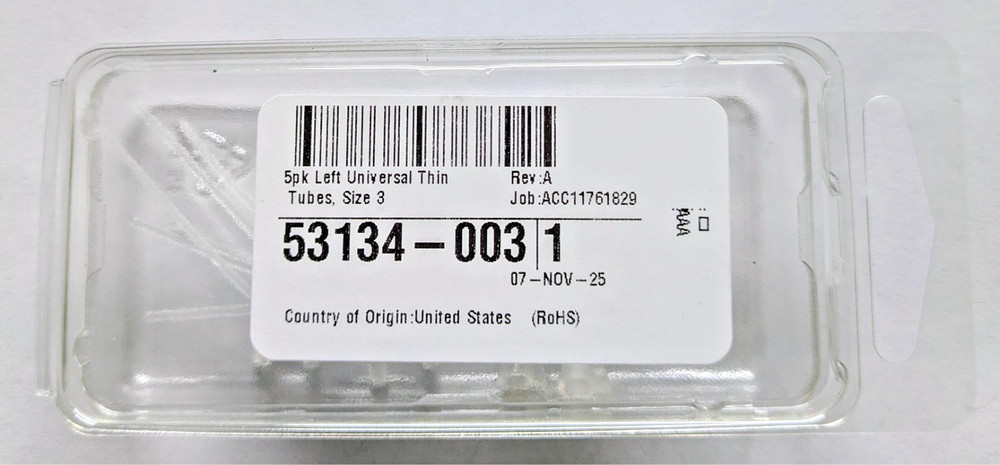 NEW Sealed Starkey Universal Thin Tubes Size 3 LEFT (5 Pack) 53134-003 OEM