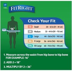 80 Medline Fitright OptiFit Ultra Briefs XL for Waists 56″ – 64″