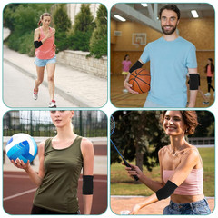 Padded Elbow Pad Compression Sleeve Sports Arm Guard Volleyball Basketball Black