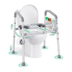 Popwise Raised Toilet Seat Handles 500 Lb Anti-Wobble Frame Easy To Install