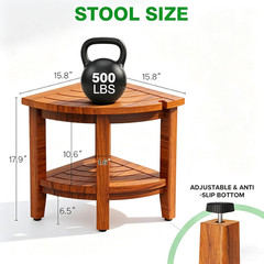 Teak 18″ Corner Shower Bench Stool for inside Shower, Waterproof Bath Chair with