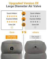 Sunany Inflatable Foot Rest Pillow for Airplane 1 Pack, Dark Grey