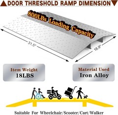 Door Threshold ramp 31.5″ W*18.9″ L, Metal Bridge Doorway Threshold ramp to g…