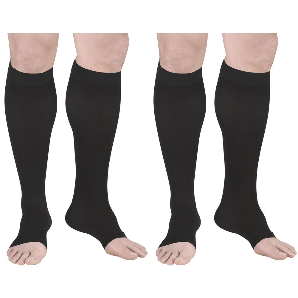 Truform Surgical Stockings, 18 mmHg Compression for Medium (Pack of 2), Black