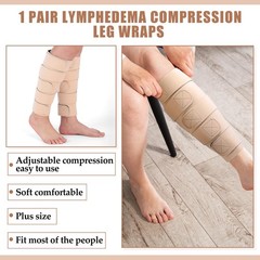 2 Pcs Lymphedema Compression Leg Wraps Adjustable Lower Leg Cover up Medical …