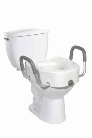 drive White Elongated Raised Toilet Seat with Arms 4.5″ Height up to 300 lbs