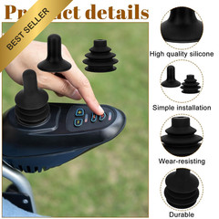 Electric Wheelchair Joystick Cover 2 Set Silicone Knob Gaiter Universal Black