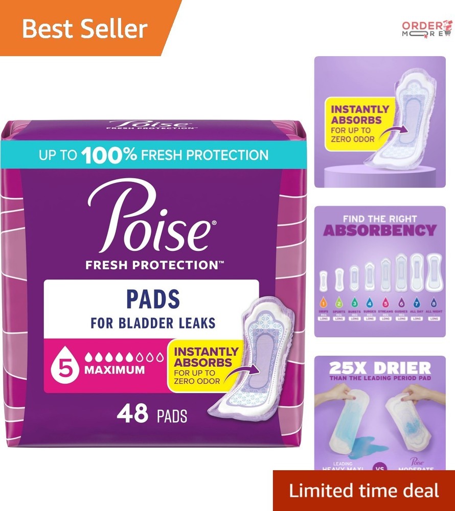 Incontinence Pads Polyethylene Regular 48 Count Disposables Water Resistant
