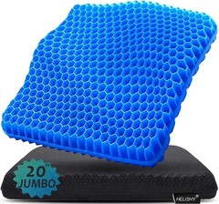 20″ Gel Seat Cushion for Long Sitting Jumbo Thick – 20×19.7×1.95inch, Blue