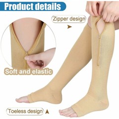 20-30mmgh Compression Socks Vital Flight Zipper Design Closure Open Toe Stocking