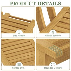 Deluxe Bamboo Shower Bench for Inside Shower Bathroom Bench Stool with Storage