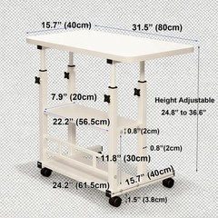 Vebacidi Medical Overbed Bedside Table Two Shelves And Wheels Hospital And Home