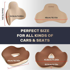 Car Seat Cushion and Lumbar Support Pillow, Memory Foam Ergonomic Back Support D