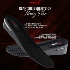 6FT CLUB Height Increase Insoles for Men, M 8-11 | 1.8” | Lo-Tops, Black