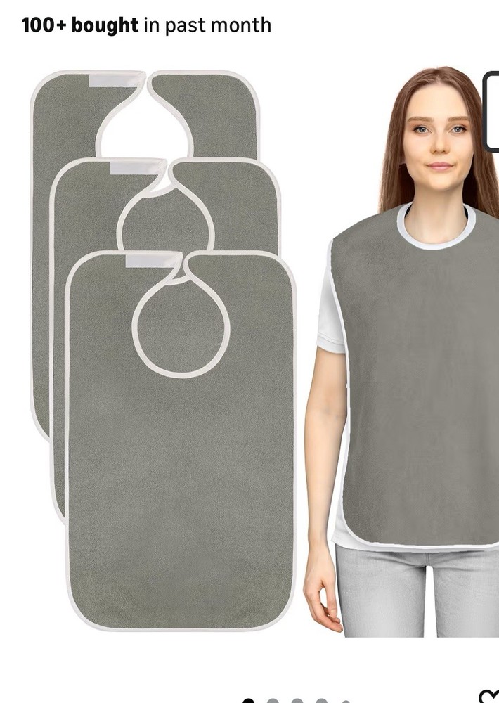 Utopia 6 Pack Premium Unisex Adult Bibs Waterproof Washable Grey Polycotton