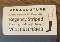 VENACOUTURE Mens Compression Socks 15-20mmHg Regency Stripe Size:B Midnight Navy