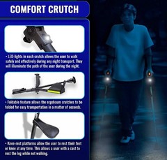 Ergobaum 7G by Ergoactives. 1 Pair (2 Units) of Ergonomic Forearm Crutches – NEW