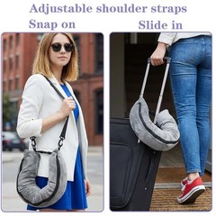 Zelphvt Stuffable Travel Neck Pillow Adjustable Velvet Size Grey