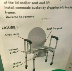 Drive Medical* Commode Chair Padded Drop Arm Steel Frame 18″ to 24″ Height Adj.