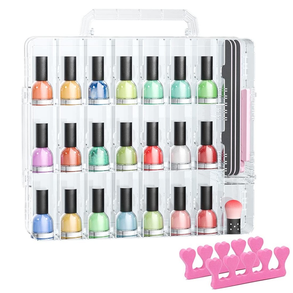 Jiasheng Nail Polish Organizer Case For 48 Bottles Gel Nail Polish Storage
