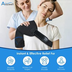 Atsuwell Shoulder Ice Pack Wrap & Brace for Rotator Cuff Cold Large, Black