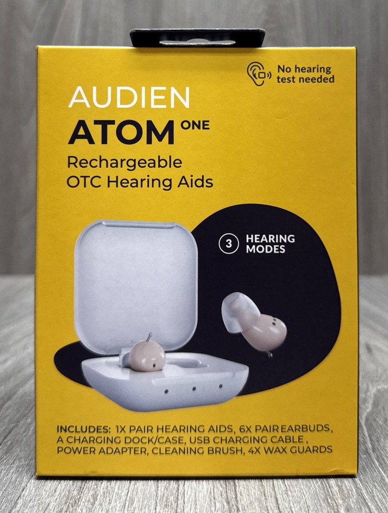 Audien Hearing ATOM One Wireless Rechargeable OTC Hearing AIDS (NEW SEALED)
