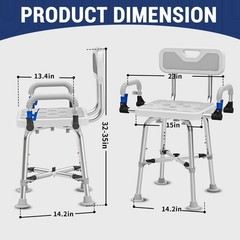 Heavy Duty Shower Chair for Seniors & Disabled – 500 Lbs Capacity, Adjustable wi