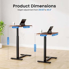 HOMEFLA Adjustable Overbed Bedside Table With Hidden Wheels for Hospital