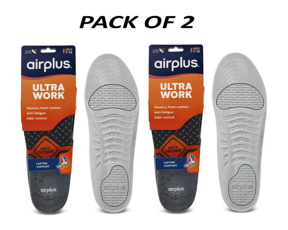 Airplus Ultra Work Memory Foam Insoles for Men, 1 Pair, Size 7-13
