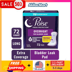 Poise Overnight Incontinence & Postpartum Pads for Bladder Leaks, 72 Count