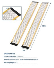 5FT 800LB Capa Heavy Duty Aluminum Loading Ramps, Anti-Slip Punch Plate Surface