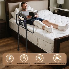 Adjust Bed Rails for Elderly Adults Seniors Rail Assist Safety w/Storage Pocket