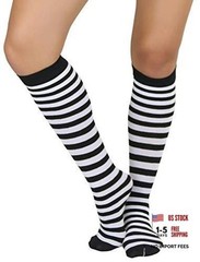 Women’s Horizontal One Size Classic Horizontal Black & White Striped Socks