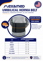 FLEXAMED UMBILICAL HERNIA BELT – 6,8 or 10 Inch Width – BLACK | MADE IN USA