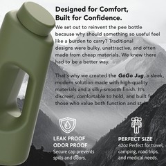 Gogo Jug – Trucker’s Portable Male Urinal Bottle – Large 42oz Capacity – Green