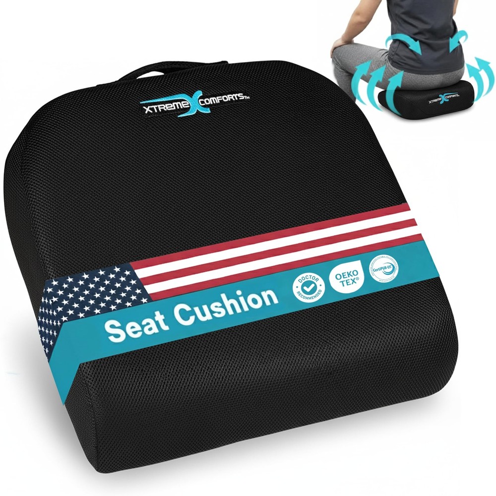 Xtreme Comforts Seat Cushions | Office Chair for Classic, Black