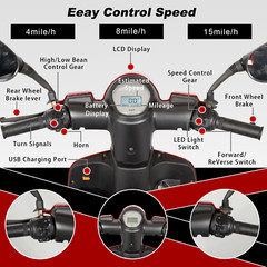800W 60V20Ah 3-Wheel Travel Electric Mobility Scooter 3-Speed for Seniors 350LBS