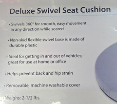 DMI Foam Deluxe 360° Swivel Cushion, 15″ x 1 -3/8″, Black, Up to 300 lbs.